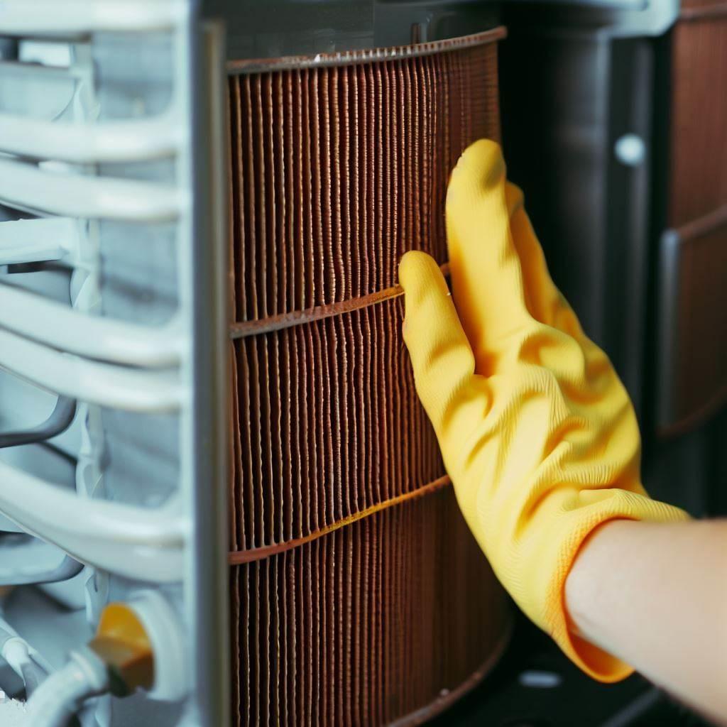Cleaning the evaporator coils is beneficial in cleaning mold out of a window AC unit