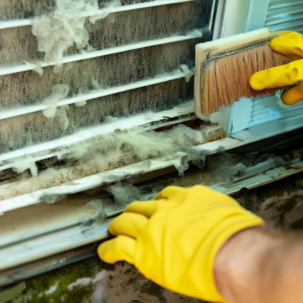 Cleaning the front grille and interior of a window AC unit