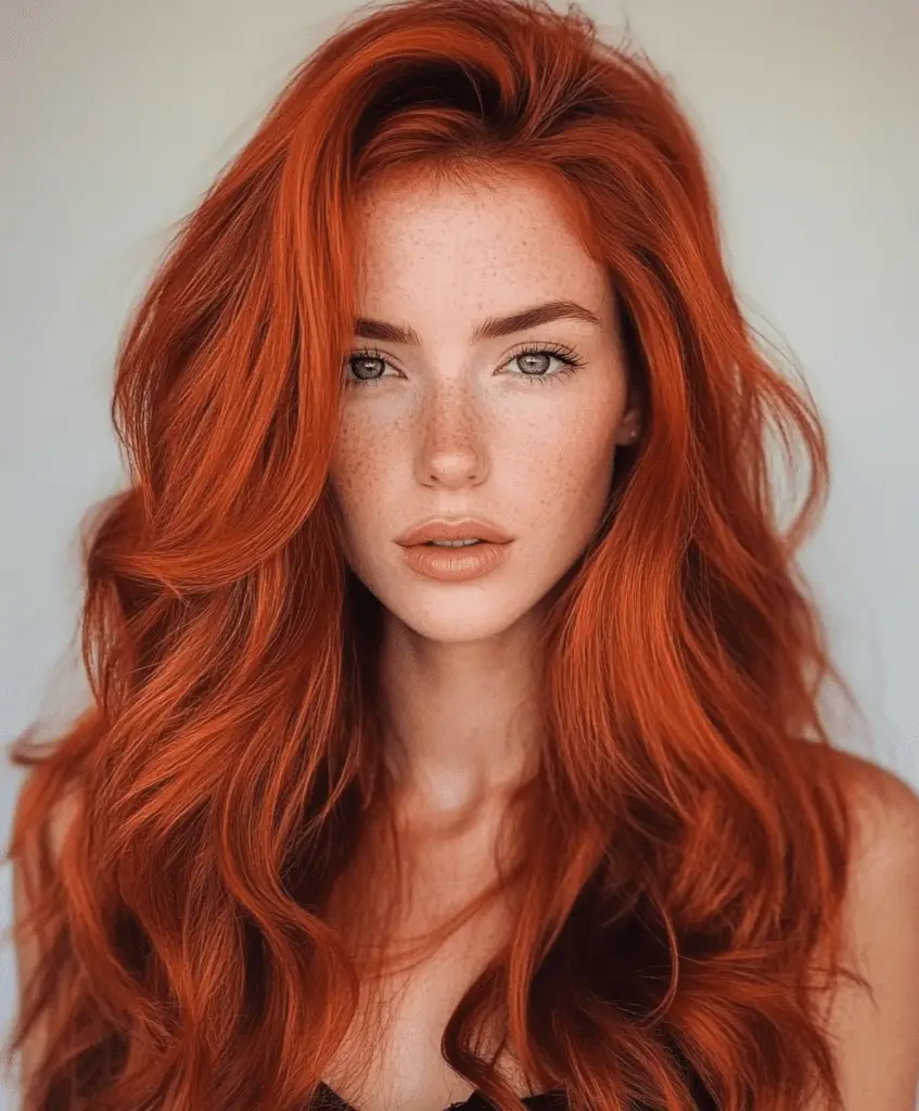 Vibrant rich copper red hair with deep red tones