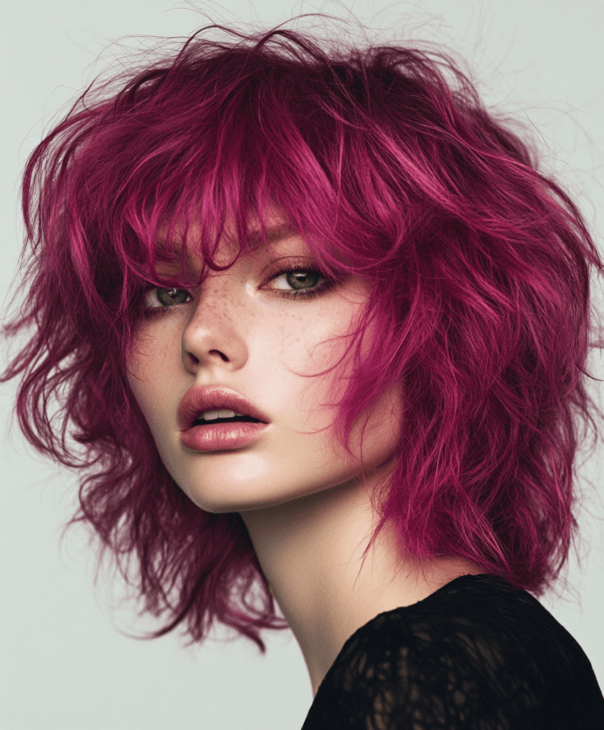 Raspberry pink tousled shag 