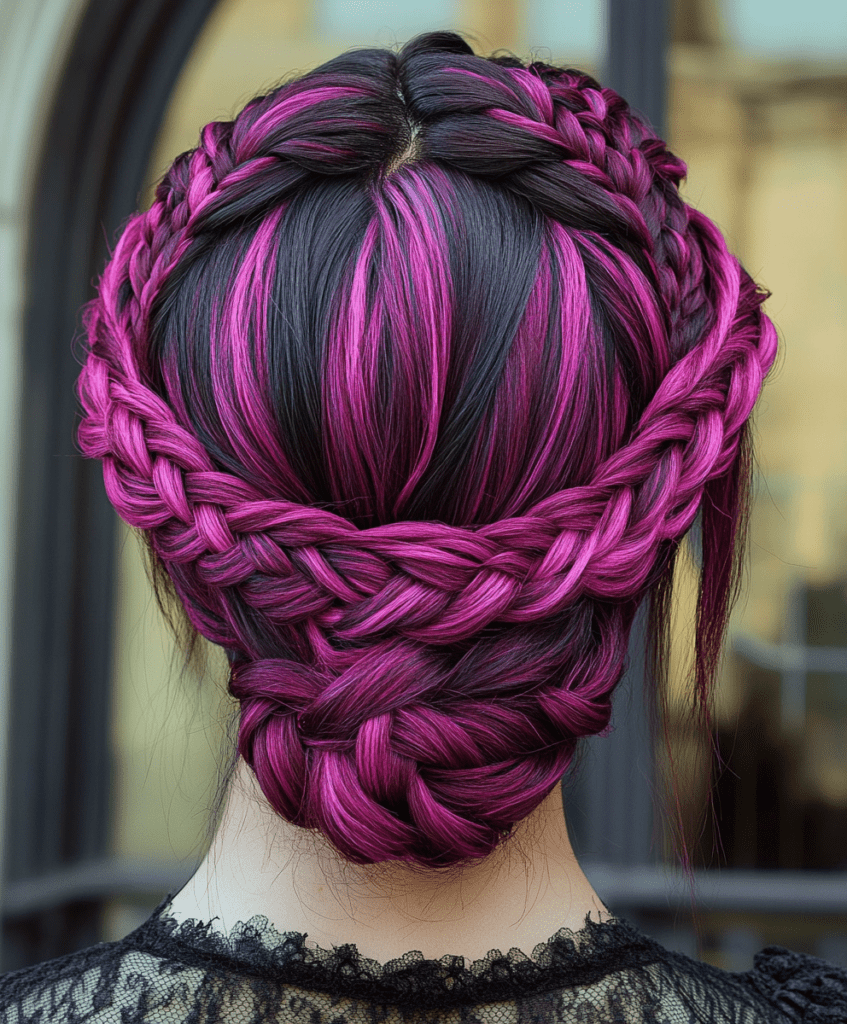 Hot pink braided crown 