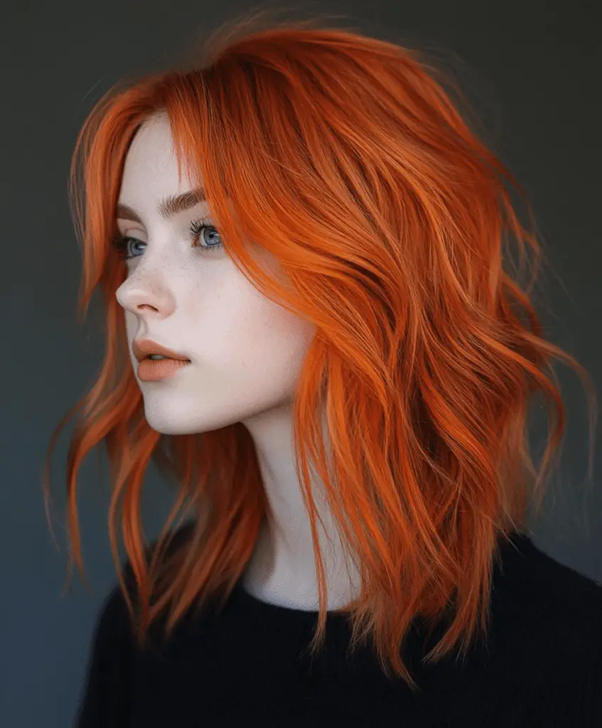 copper streaks in medium-length hair