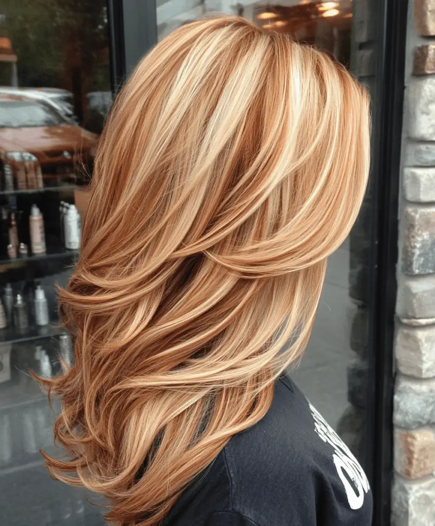 Copper hair with cool ash blonde highlights