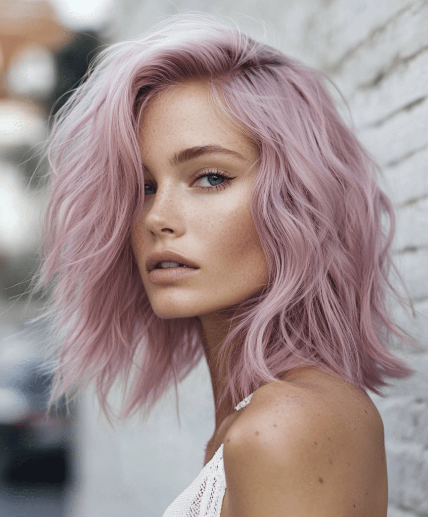 Dusty mauve pink textured lob 