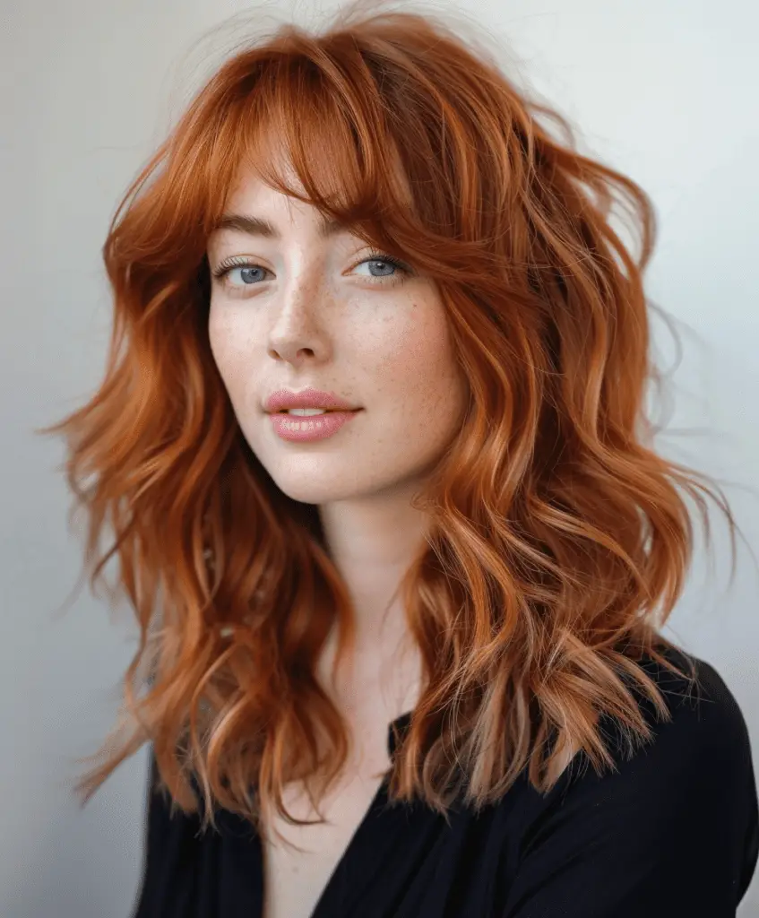 Warm copper and deep sienna melt hair color