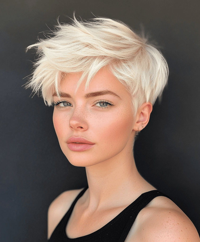 Platinum Blonde Pixie with Textured Top