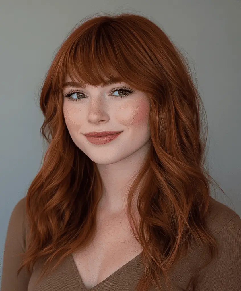 Rich copper cinnamon hair shade