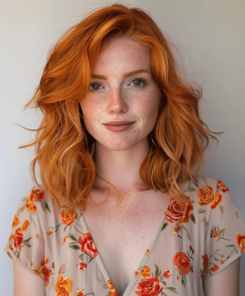 Playful copper and soft orange hair tones