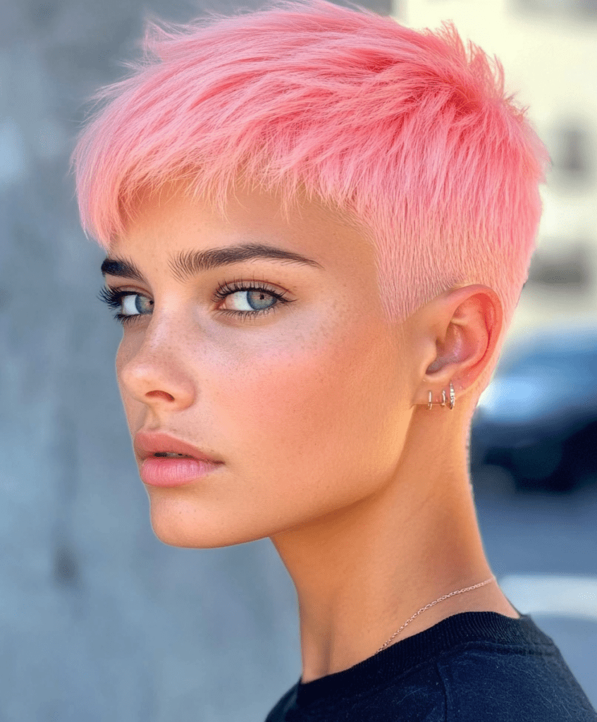 Bubblegum pink buzz cut 