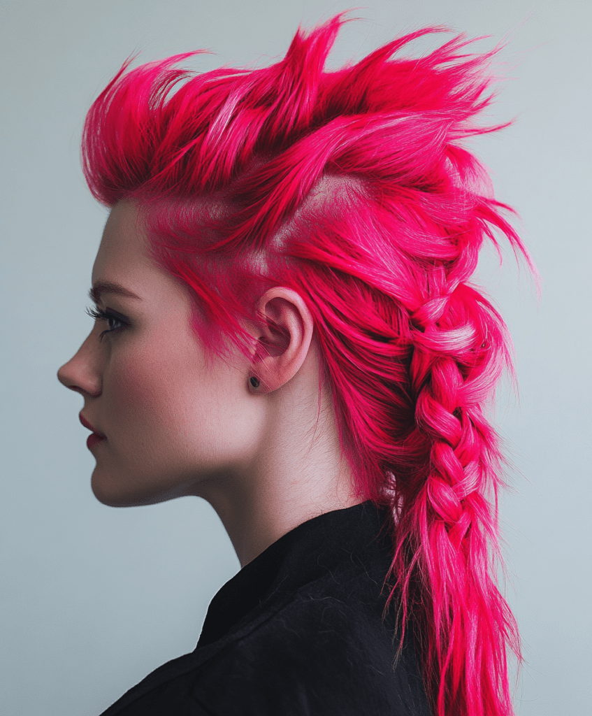 Fuchsia pink faux hawk braid 