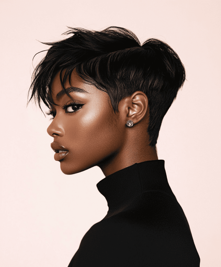 : A modern take on a bowl cut on a Black woman