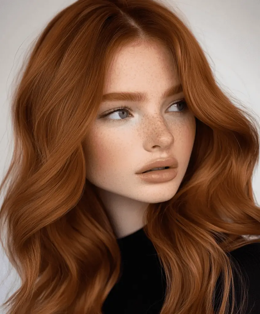 Blend of warm copper and deep mocha tones"