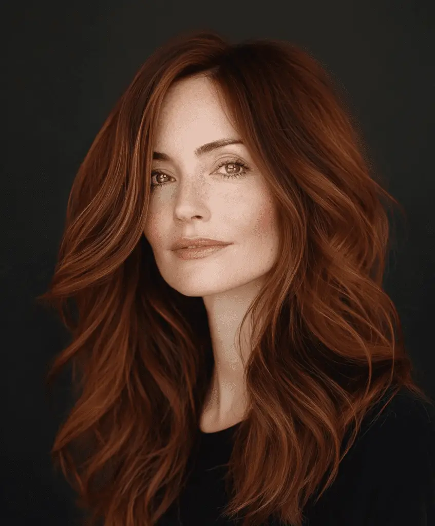 Deep dark copper brunette hair color