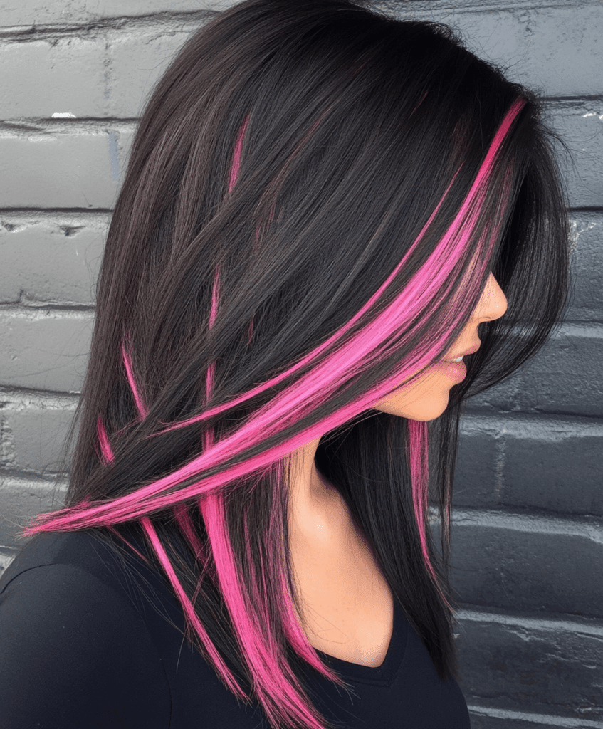 Neon pink peek-a-boo highlights 