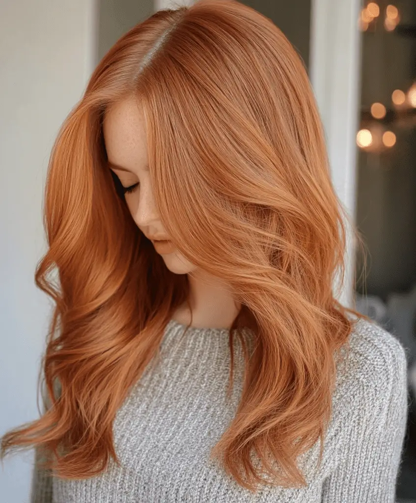 Soft copper hair with warm vanilla tones