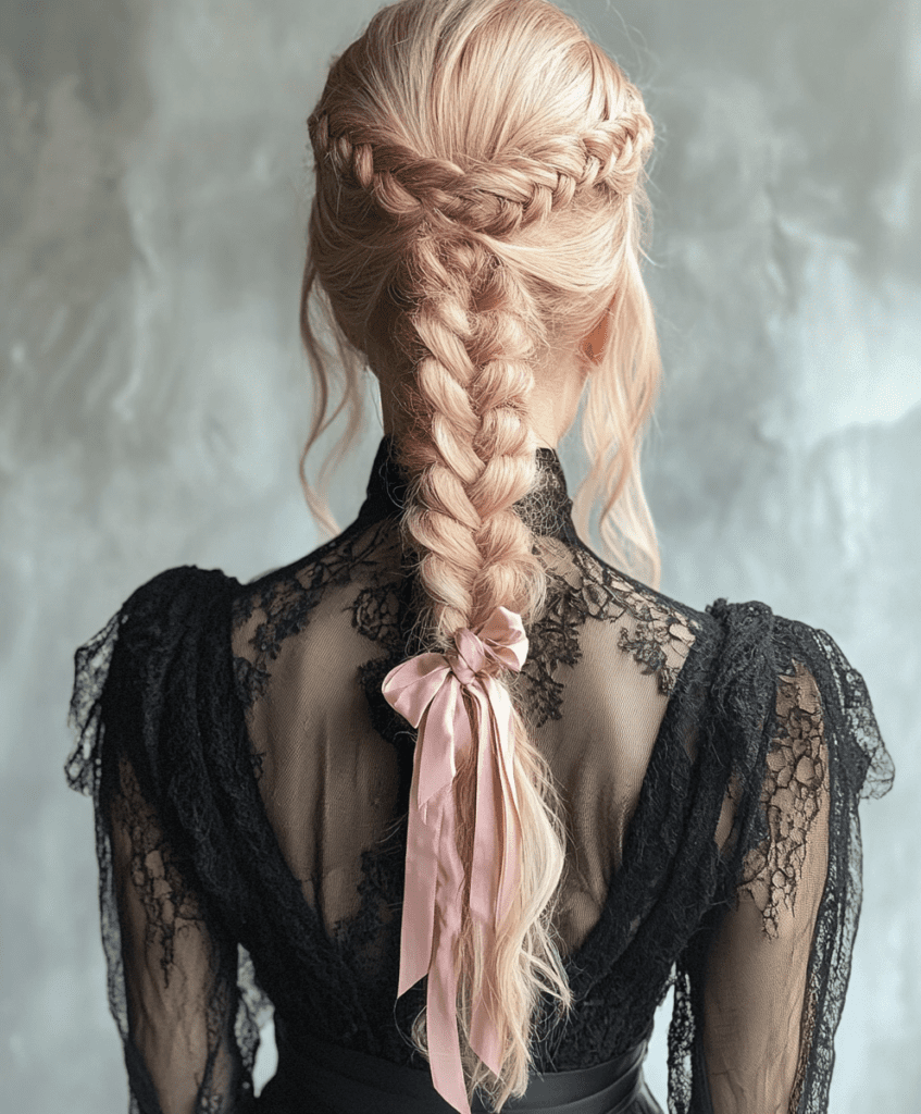 Rosé pink ribbon braid