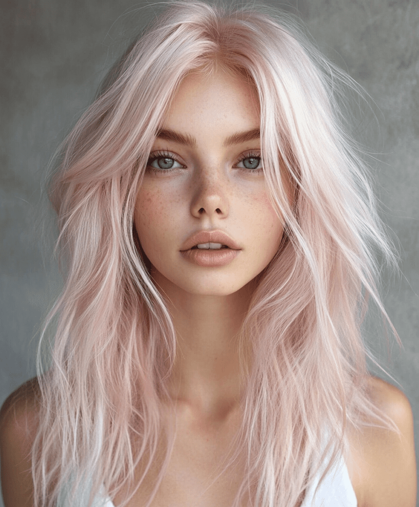 Dusty rose on platinum blonde 