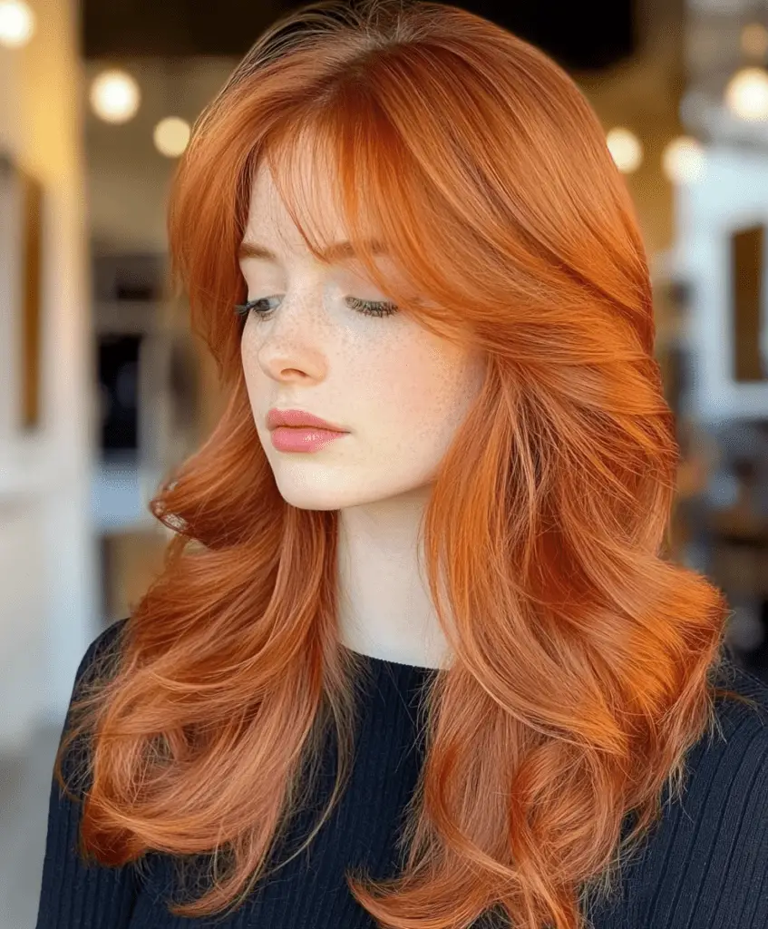 Bold fiery copper hair with rich red tones